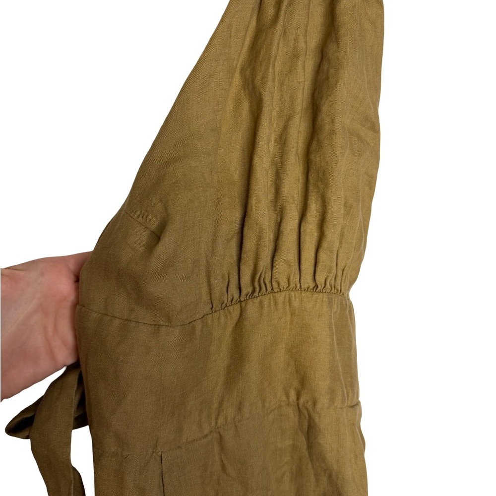 🌿 Banana Republic Lisa Linen Halter Midi Dress Khaki Column Cutout Size 8 🌿 - Picture 6 of 7